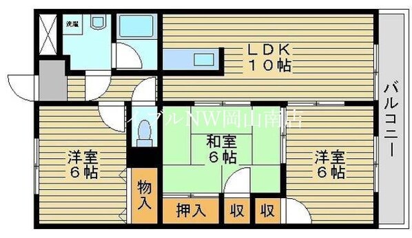 岡山駅 バス25分  平福下車：停歩3分 3階の物件間取画像